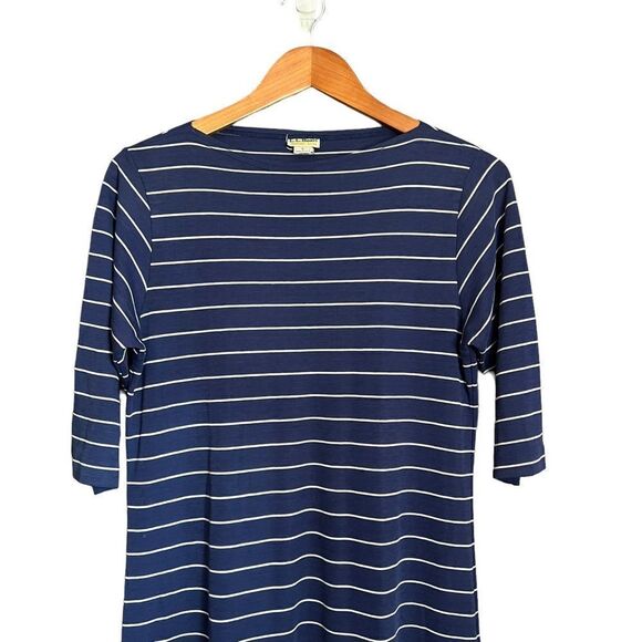 L.L.‎ Bean navy striped 3/4 sleeve dress. Size large - Picture 2 of 11